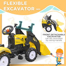Kids Ride-On Pedal Excavator and Bulldozer with Forward/Backward Movement and 6 Wheels Magic Cars 2