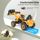 12V Battery-Powered Kids Ride-On Yellow Excavator Truck with Front Loader Digger Magic Cars 10