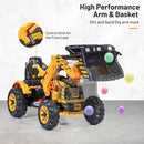 12V Battery-Powered Kids Ride-On Yellow Excavator Truck with Front Loader Digger Magic Cars 8