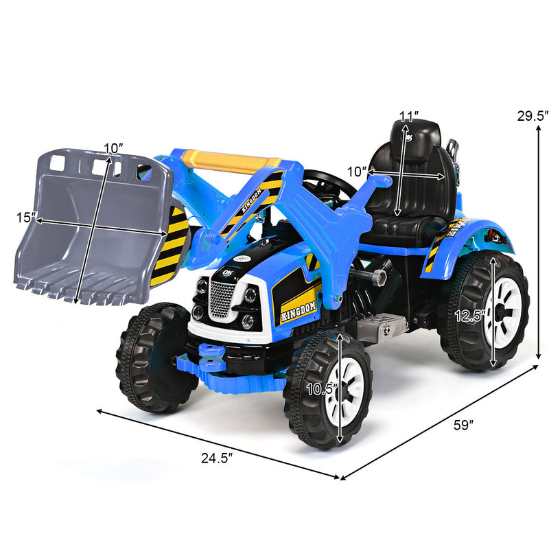 12V Battery-Powered Kids Ride-On Excavator Truck with Front Loader Digger Magic Cars 1