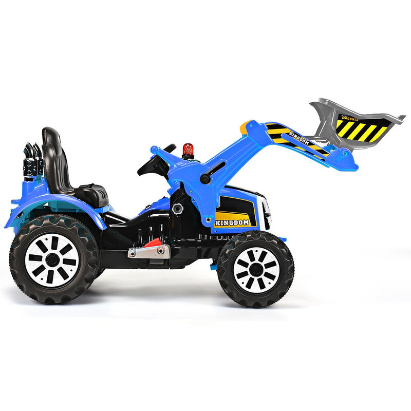 12V Battery-Powered Kids Ride-On Blue Excavator Truck with Front Loader Digger Magic Cars 9