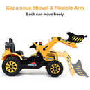 12V Battery-Powered Kids Ride-On Yellow Excavator Truck with Front Loader Digger Magic Cars 4