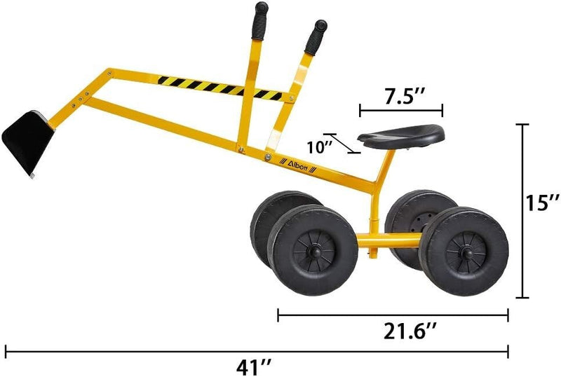 Kids Ride-On Excavator with Dual Hand Controls and 360° Rotatable Seat in Yellow Magic Cars 8