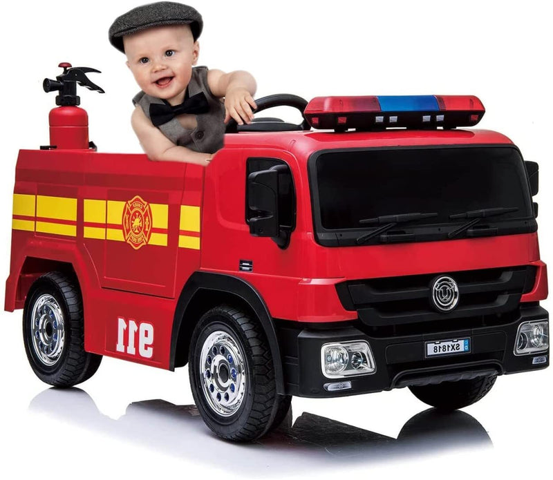 12V Battery Powered Kids Electric Fire Truck Ride-On Vehicle with Remote Control Magic Cars 1