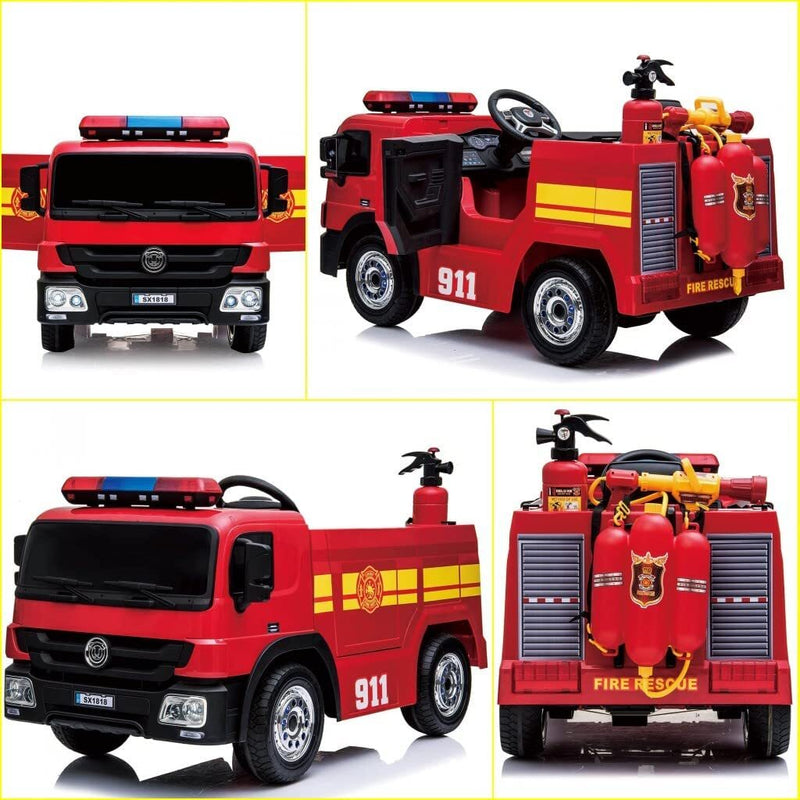 12V Battery Powered Kids Electric Fire Truck Ride-On Vehicle with Remote Control Magic Cars 3