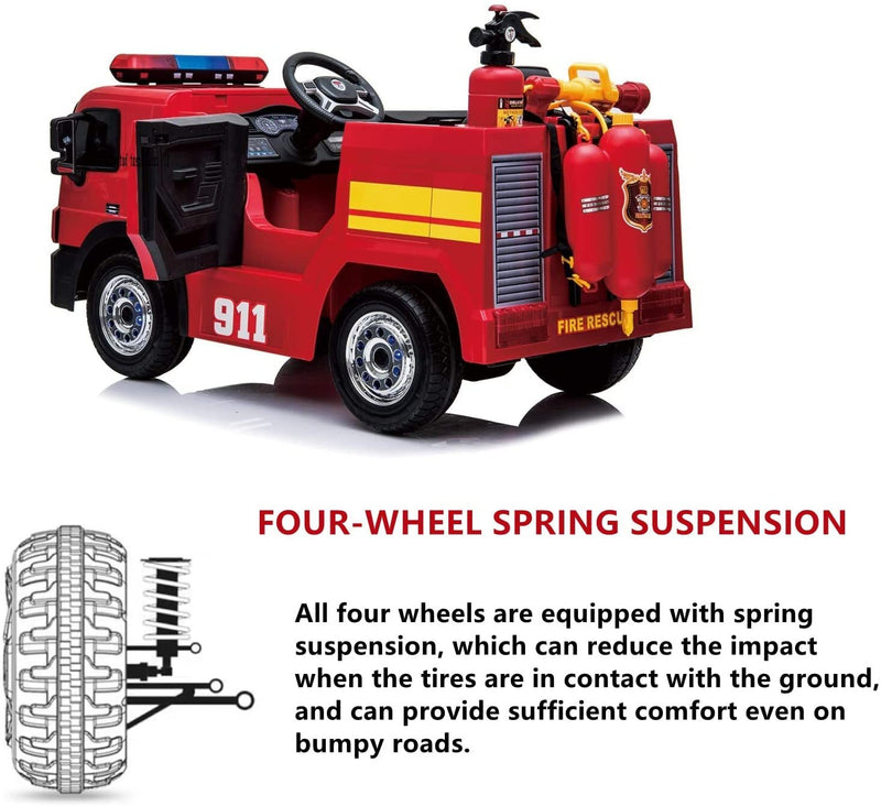 12V Battery Powered Kids Electric Fire Truck Ride-On Vehicle with Remote Control Magic Cars 5