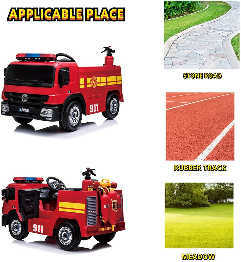 12V Battery Powered Kids Electric Fire Truck Ride-On Vehicle with Remote Control Magic Cars 6