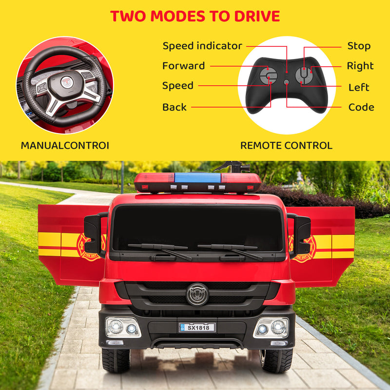 12V Battery Powered Kids Electric Fire Truck Ride-On Vehicle with Remote Control Magic Cars 8