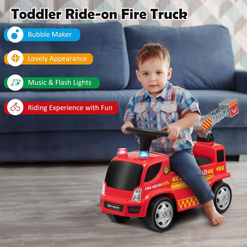 Toddler Foot-to-Floor Ride-On Fire Truck Car with Sounds and Music Magic Cars 1