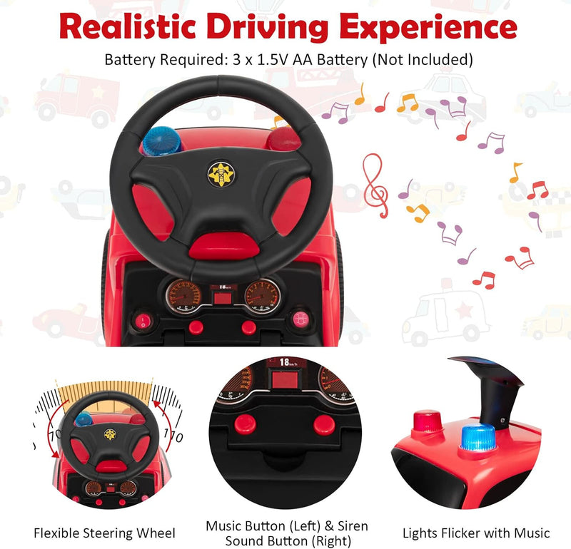 Toddler Foot-to-Floor Ride-On Fire Truck Car with Sounds and Music Magic Cars 2