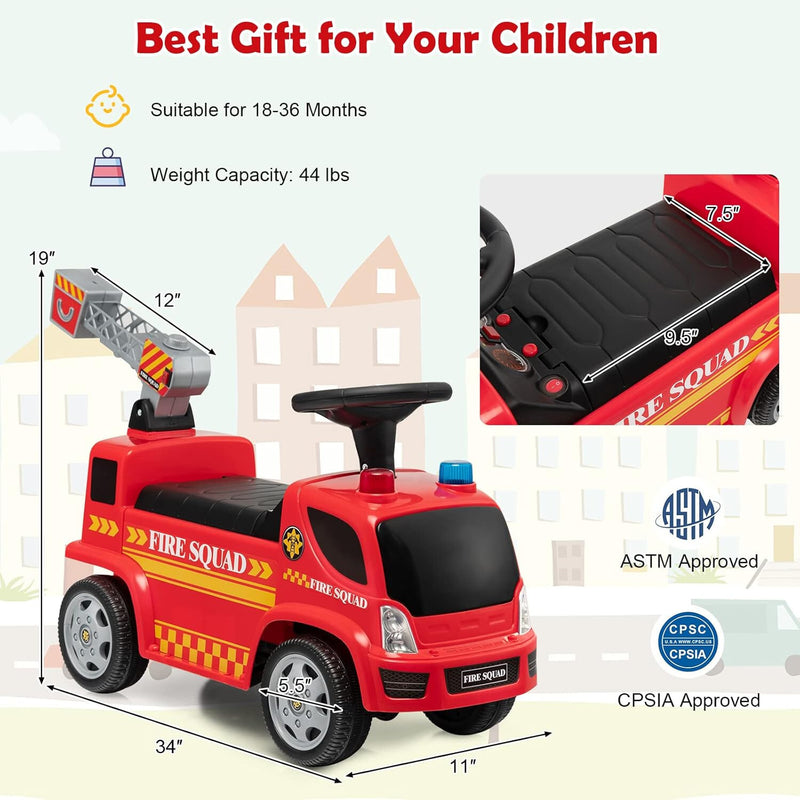Toddler Foot-to-Floor Ride-On Fire Truck Car with Sounds and Music Magic Cars 5
