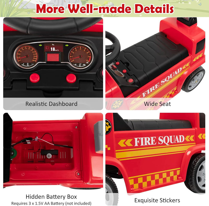 Toddler Foot-to-Floor Ride-On Fire Truck Car with Sounds and Music Magic Cars 6