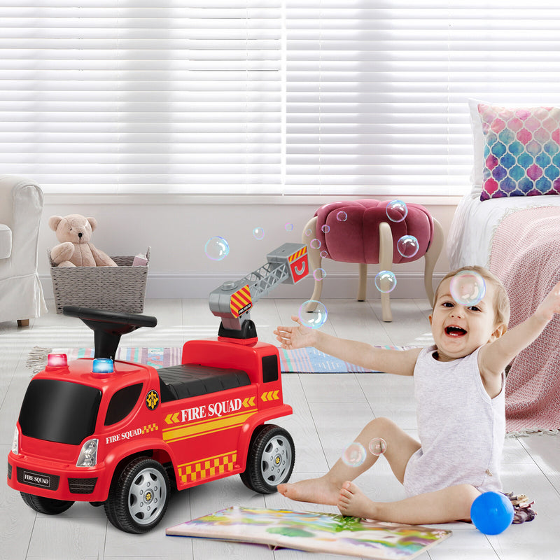 Toddler Ride-On Fire Truck Foot-to-Floor Sliding Car with Sounds and Music Magic Cars 3