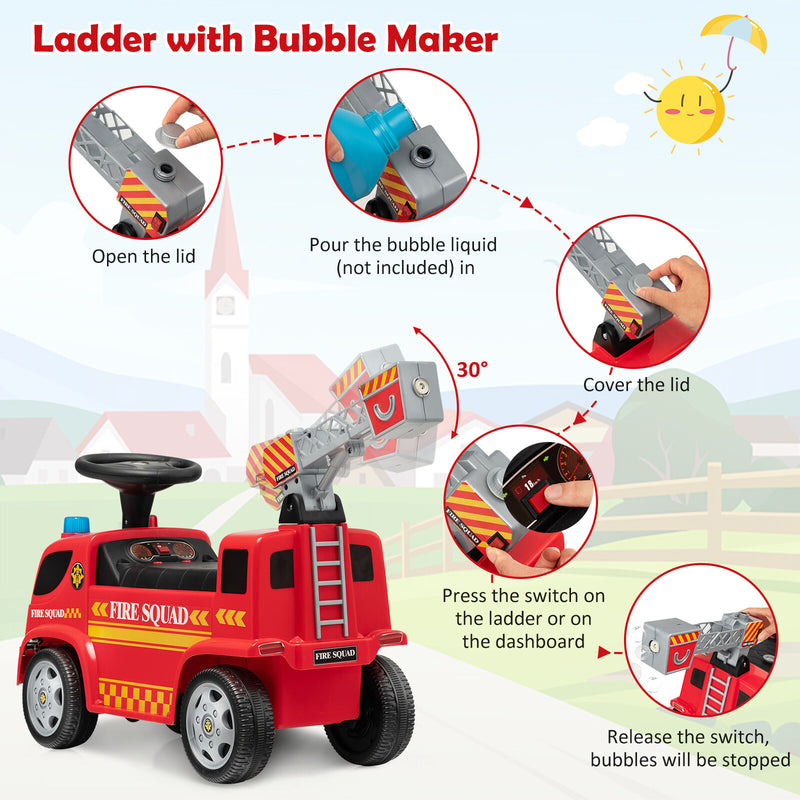 Toddler Ride-On Fire Truck Foot-to-Floor Sliding Car with Sounds and Music Magic Cars 7