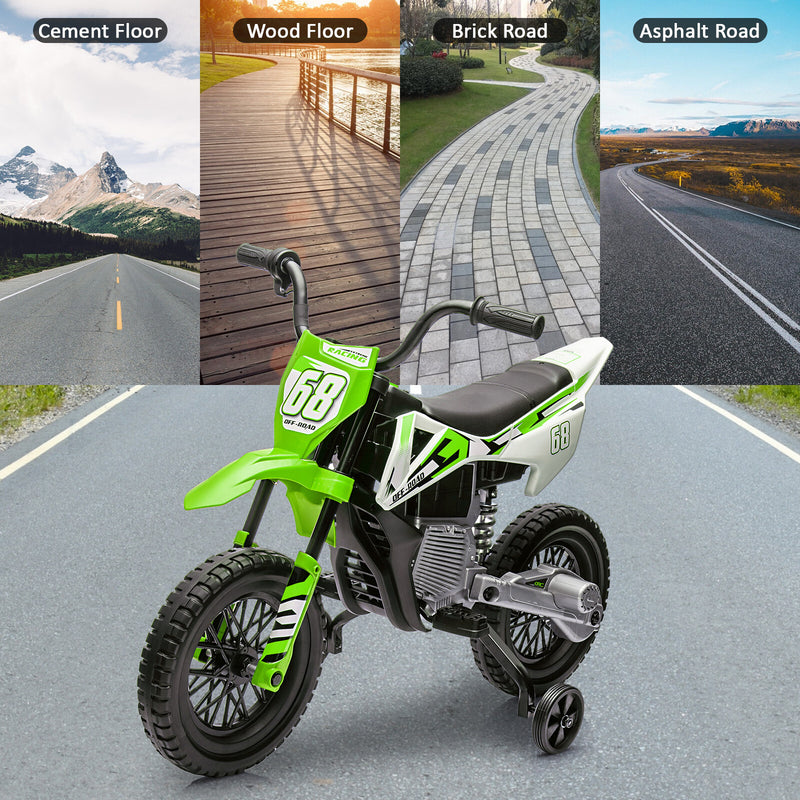 12V Kids Electric Ride-On Dirt Bike with Dual Motors and Training Wheels Magic Cars 4