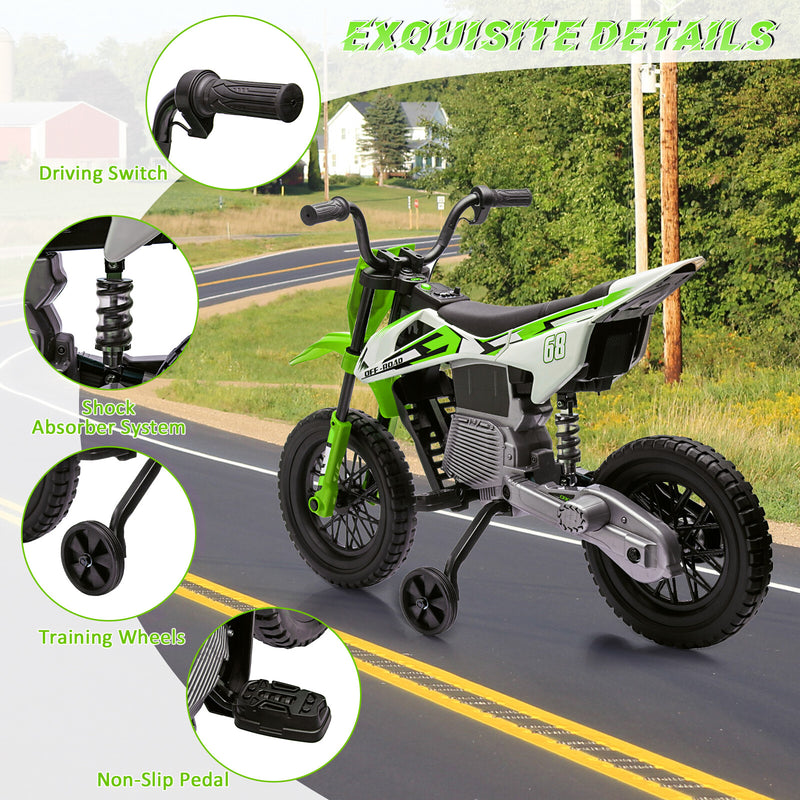 12V Kids Electric Ride-On Dirt Bike with Dual Motors and Training Wheels Magic Cars 6