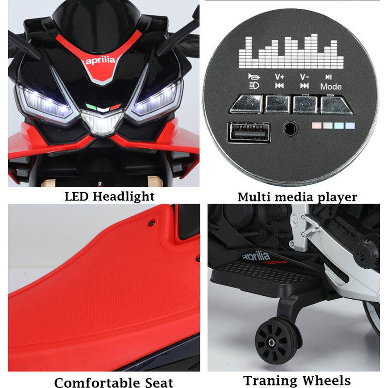 Electric Kids Ride-On Motorcycle with 2MPH Speed, Shock Absorbers, and Training Wheels Magic Cars 3