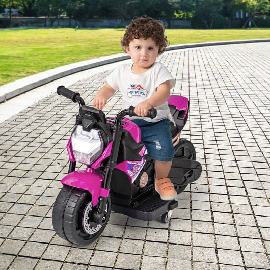 Kids 6V Battery-Powered Ride-On Motorcycle with Detachable Training Wheels Magic Cars 7