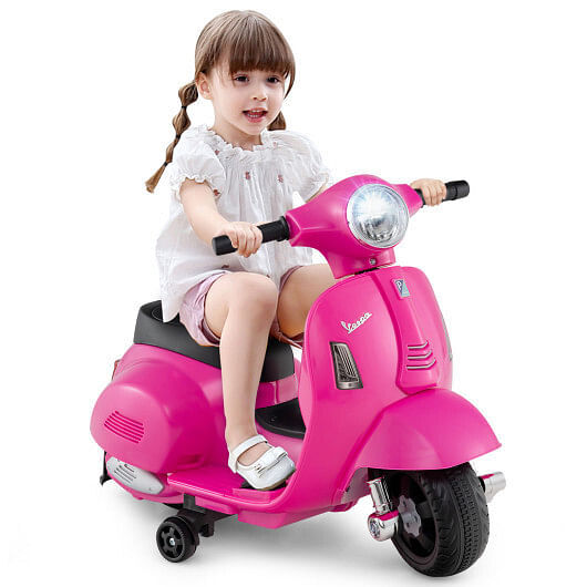 Kids Licensed Vespa Ride-On Motorcycle with LED Headlight and Horn Sound Pink Magic Cars 3