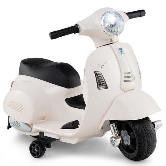 Licensed Kids Ride-On Vespa Motorcycle with LED Headlight and Horn Sound Magic Cars 0