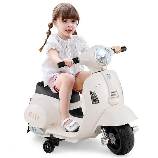 Licensed Kids Ride-On Vespa Motorcycle with LED Headlight and Horn Sound Magic Cars 3