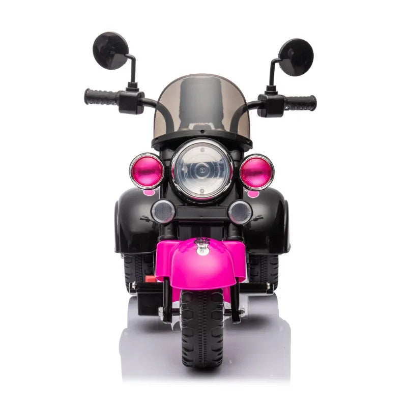 Kids 3-Wheel Battery-Powered Pink Ride-On Chopper Motorcycle Toy 6V Magic Cars 1