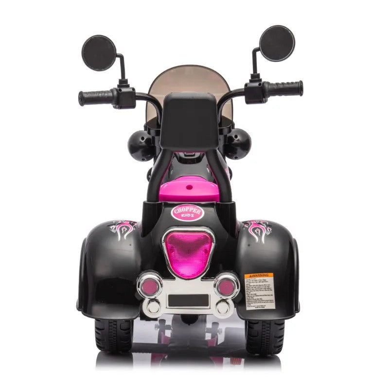 Kids 3-Wheel Battery-Powered Pink Ride-On Chopper Motorcycle Toy 6V Magic Cars 2