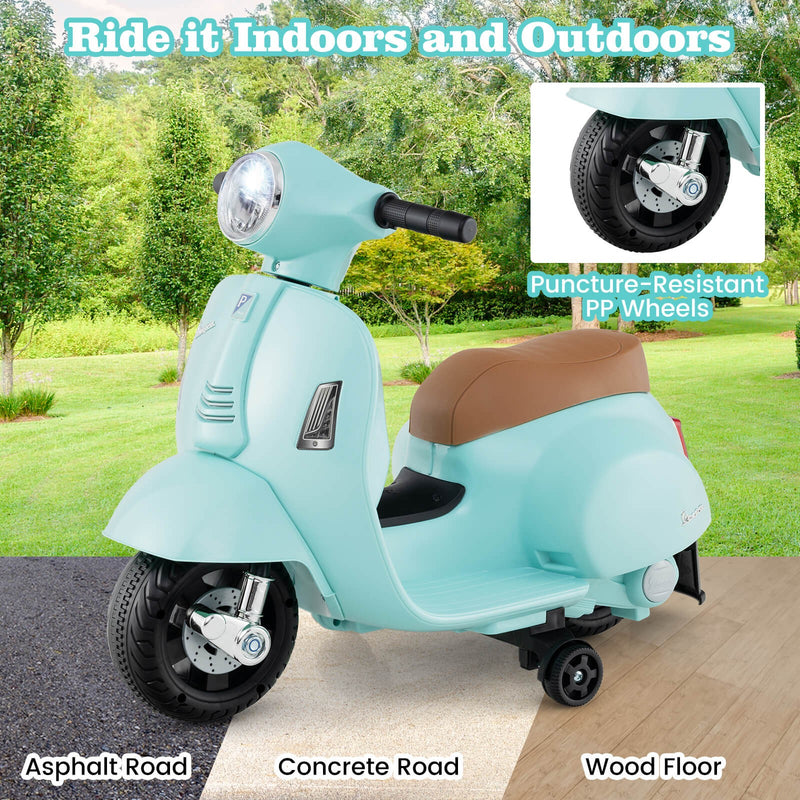 Kids Ride-On Motorcycle with Training Wheels, Headlight, Horn, and 6V Battery Magic Cars 6