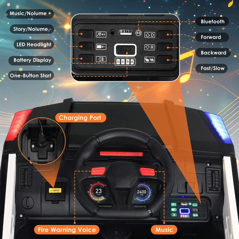 12V Kids Electric Ride-On Police Car with Remote Control Toy Vehicle Magic Cars 11