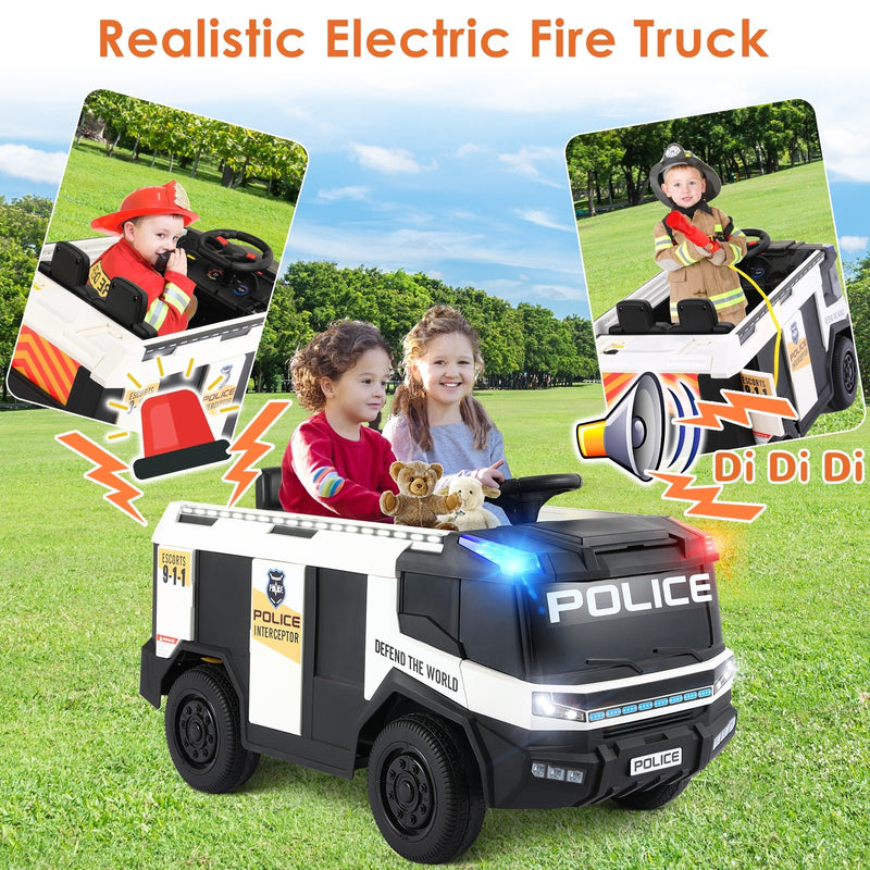 12V Kids Electric Ride-On Police Car with Remote Control Toy Vehicle Magic Cars 12