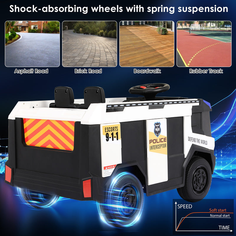 12V Kids Electric Ride-On Police Car with Remote Control Toy Vehicle Magic Cars 2