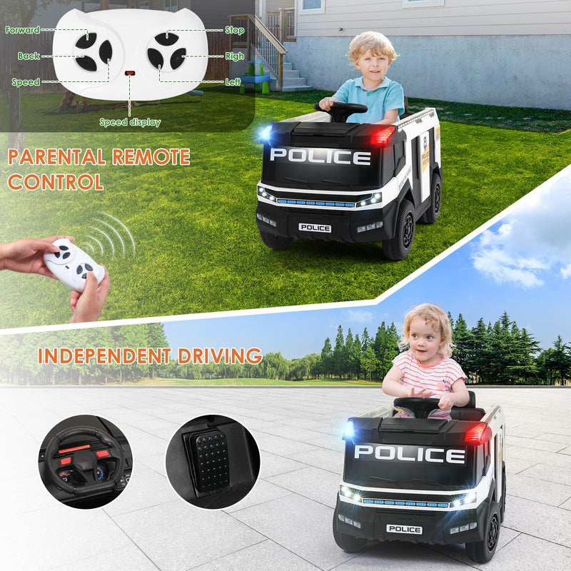 12V Kids Electric Ride-On Police Car with Remote Control Toy Vehicle Magic Cars 5