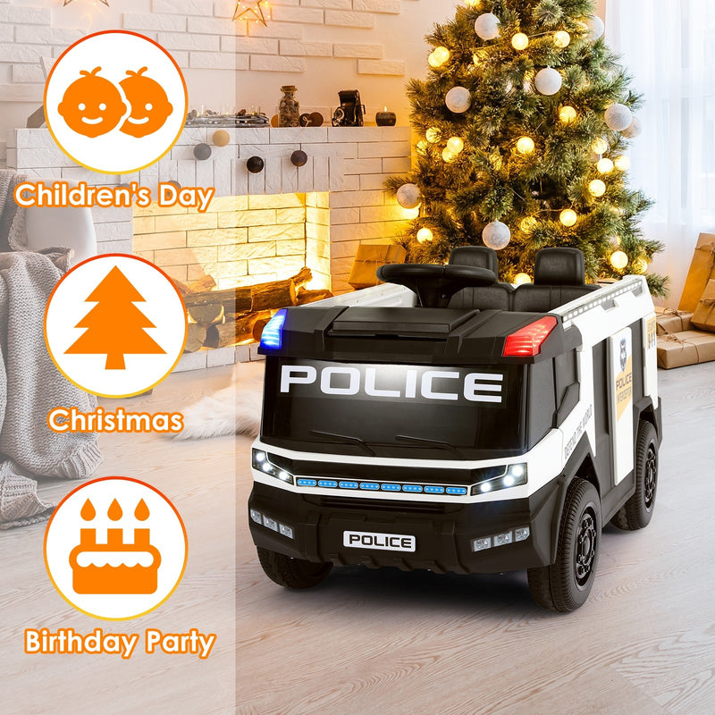 12V Kids Electric Ride-On Police Car with Remote Control Toy Vehicle Magic Cars 6