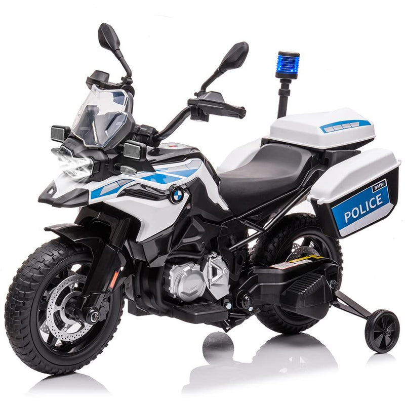 12V Kids Police Ride-On Motorcycle with 7Ah Battery, Training Wheels, and Storage Box Magic Cars 1