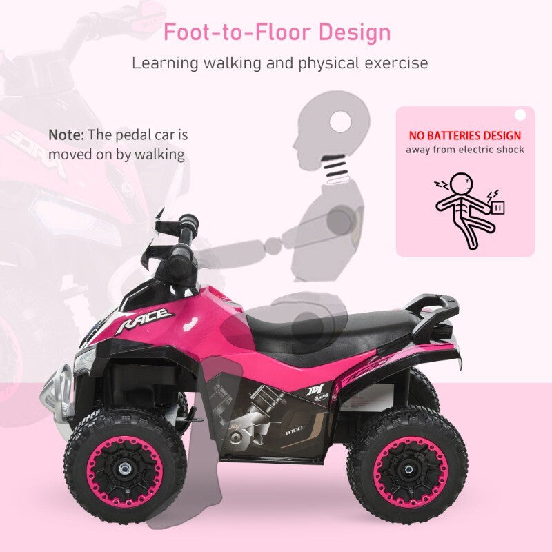 Pink Kids Ride-On Push Foot-to-Floor Sliding ATV Walker Toy Car Racer Magic Cars 9
