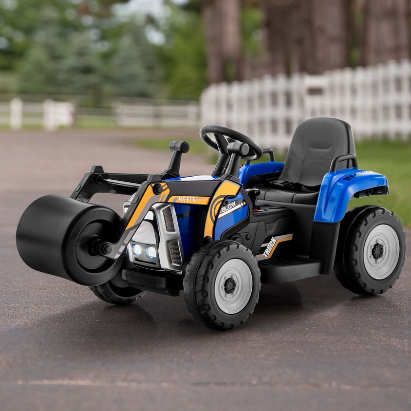 12V Kids Electric Ride-On Tractor with Remote, Music, and LED Lights in Blue Magic Cars 2