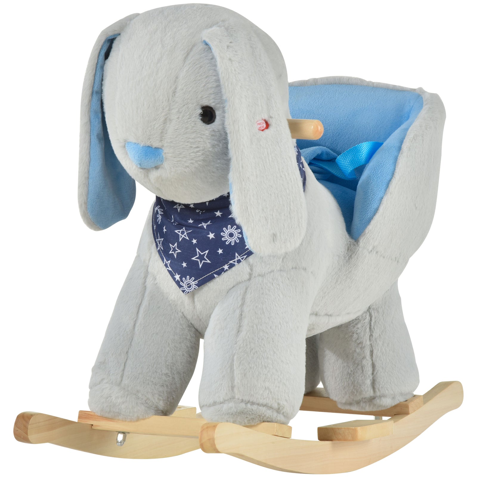 Kids Ride-On Rocking Bunny Horse Toy with Music and Soft Deluxe Design