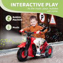 Electric 6V Kids 3-Wheeled Ride-On Motorcycle with LED Headlight and Bubble Blower Toy Car Magic Cars 3