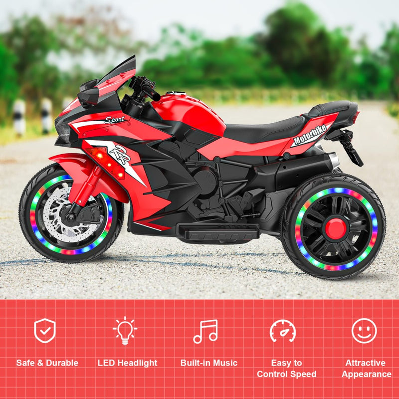 12V Electric Kids Motorcycle Ride-On Toy with Training Wheels Magic Cars 5