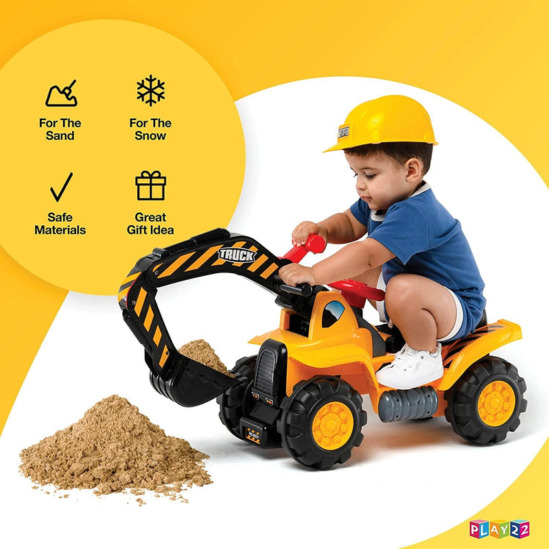Toddler Electric Ride-On Excavator Toy with Helmet and Rock Features Magic Cars 1