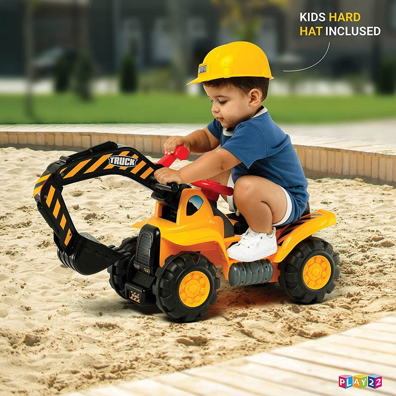 Toddler Electric Ride-On Excavator Toy with Helmet and Rock Features Magic Cars 4