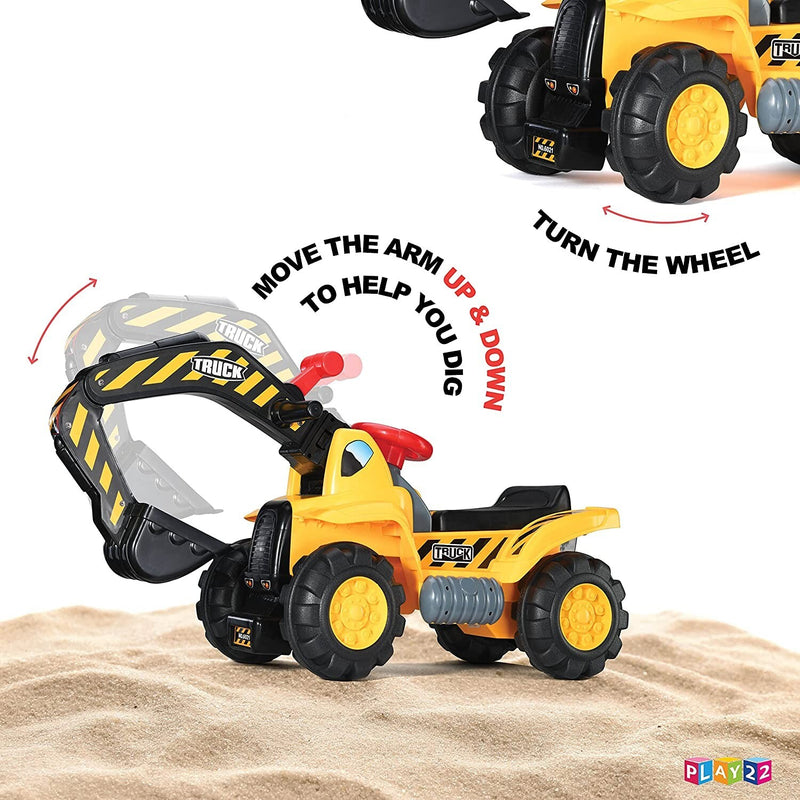 Toddler Electric Ride-On Excavator Toy with Helmet and Rock Features Magic Cars 5