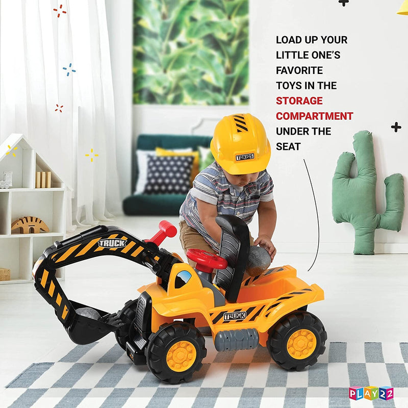 Toddler Electric Ride-On Excavator Toy with Helmet and Rock Features Magic Cars 6