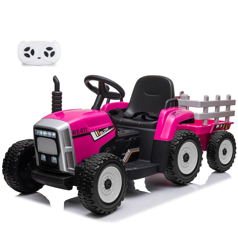12V Battery-Powered Electric Ride-On Tractor with Trailer and Music for Kids Age 3+ Magic Cars 1