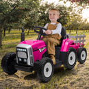 12V Battery-Powered Electric Ride-On Tractor with Trailer and Music for Kids Age 3+ Magic Cars 2