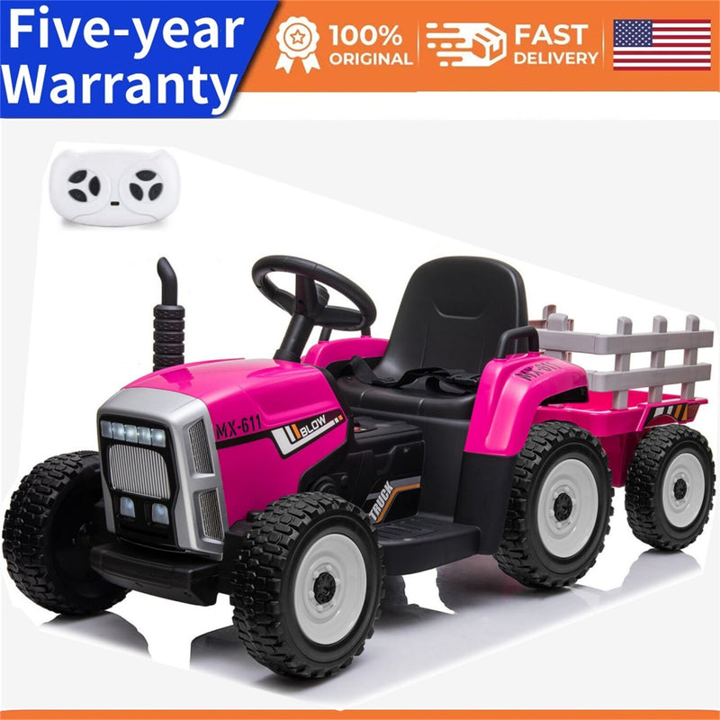 12V Battery-Powered Electric Ride-On Tractor with Trailer and Music for Kids Age 3+ Magic Cars Variant 0