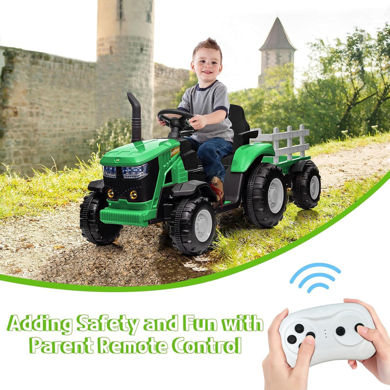 12V Battery-Powered Kids Ride-On Tractor Car Toy with Detachable Trailer Magic Cars 5