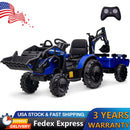 24V Electric Ride-On Tractor Toy for Kids with Trailer and Bulldozer Digger Attachments Magic Cars 12
