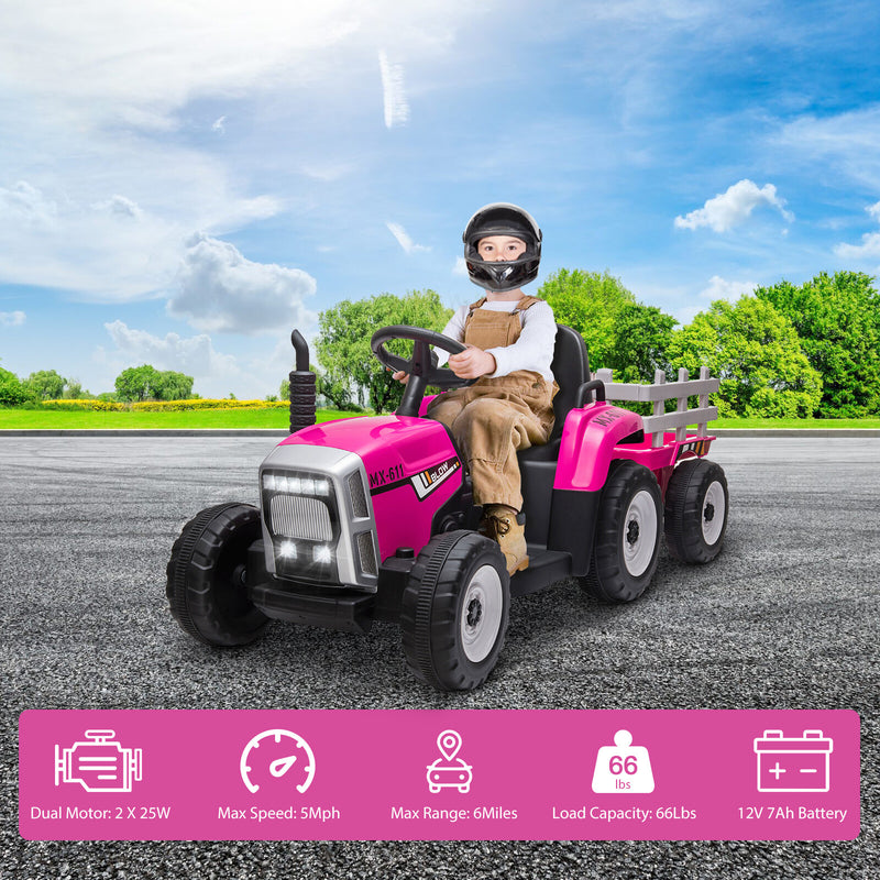 Kids Electric Ride-On Tractor with Dual 25W Motors, Trailer, and Remote Control Magic Cars 1