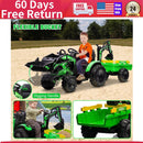 Kids Electric Ride-On Tractor Excavator Bulldozer Vehicle with Trailer and LED Lights Magic Cars 0